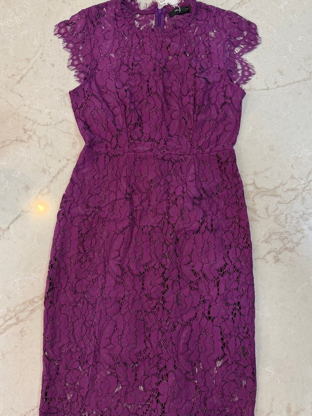 Lace Cap-Sleeve Dress in Purple NWT